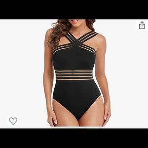 Hilor Crossover One Piece Swimsuit in Black